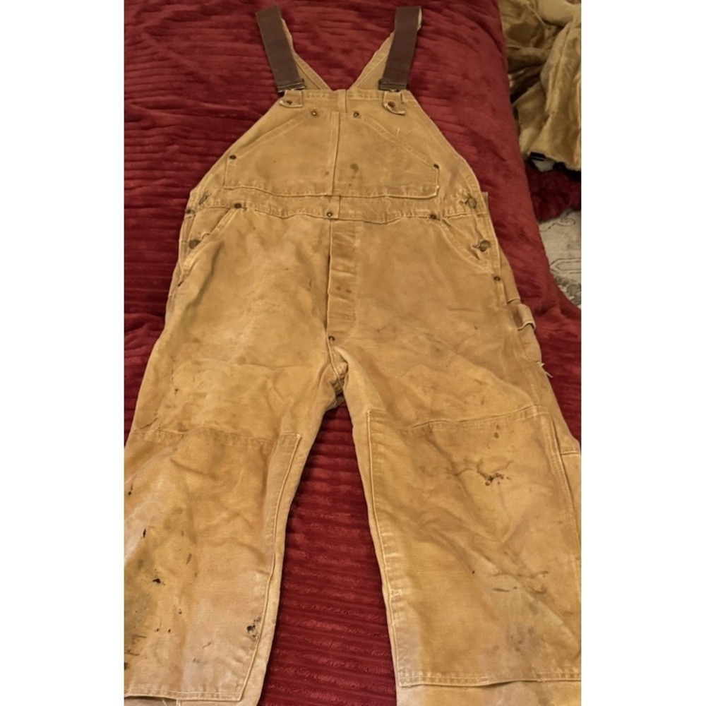 VINTAGE Carhartt Adult Tan Overalls 60s Duck Double Knee Mens Union 40 X 30